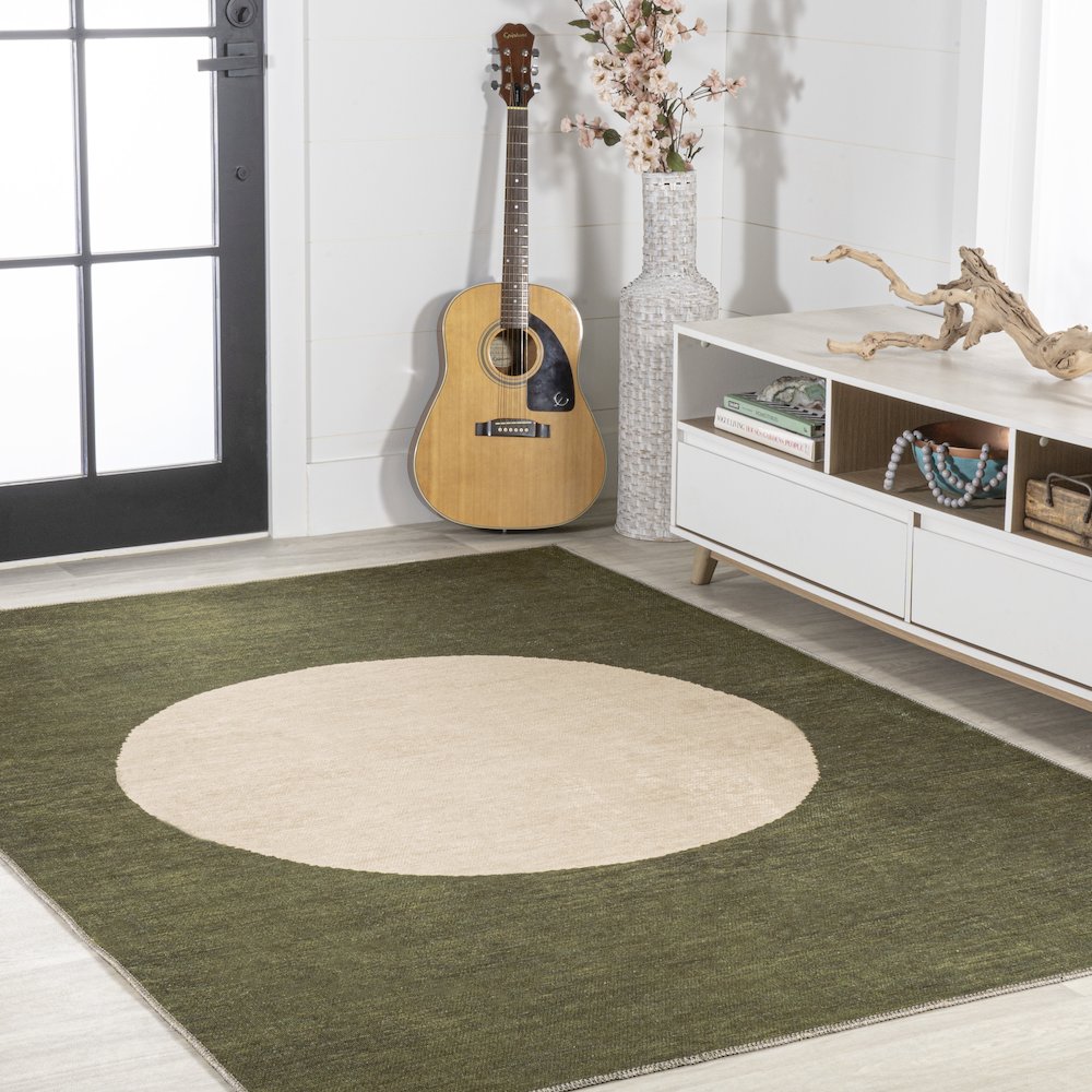 Cirkel Minimalist Geometric Dot Machine Washable Area Rug. Picture 5