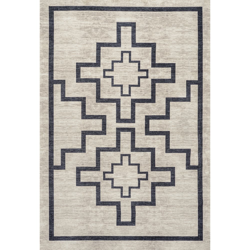 Ashkii Minimalist Medallion Machine Washable Area Rug. Picture 1