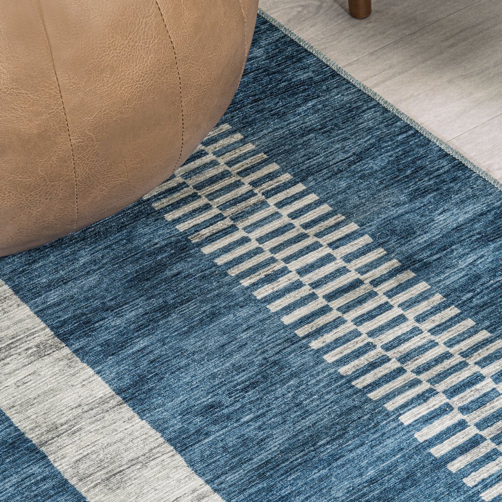 Vichy Geometric Striped Machine-Washable Area Rug. Picture 5