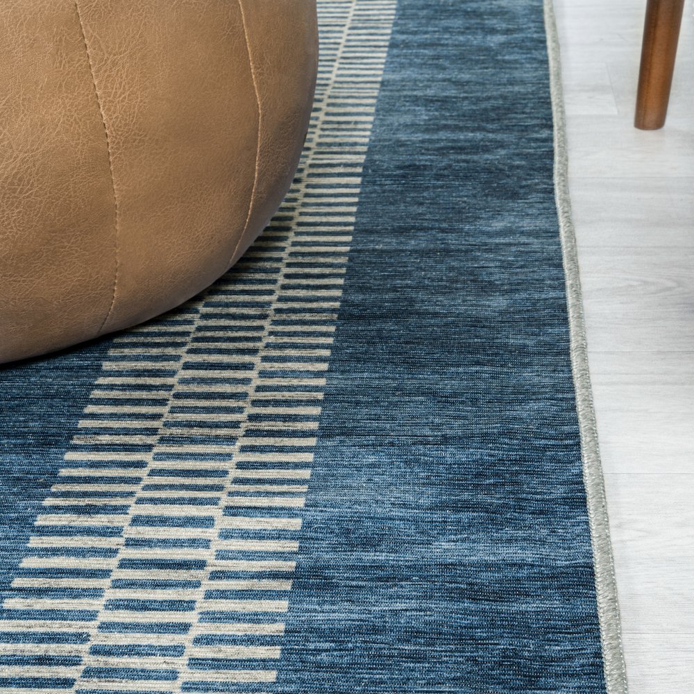 Vichy Geometric Striped Machine-Washable Area Rug. Picture 6