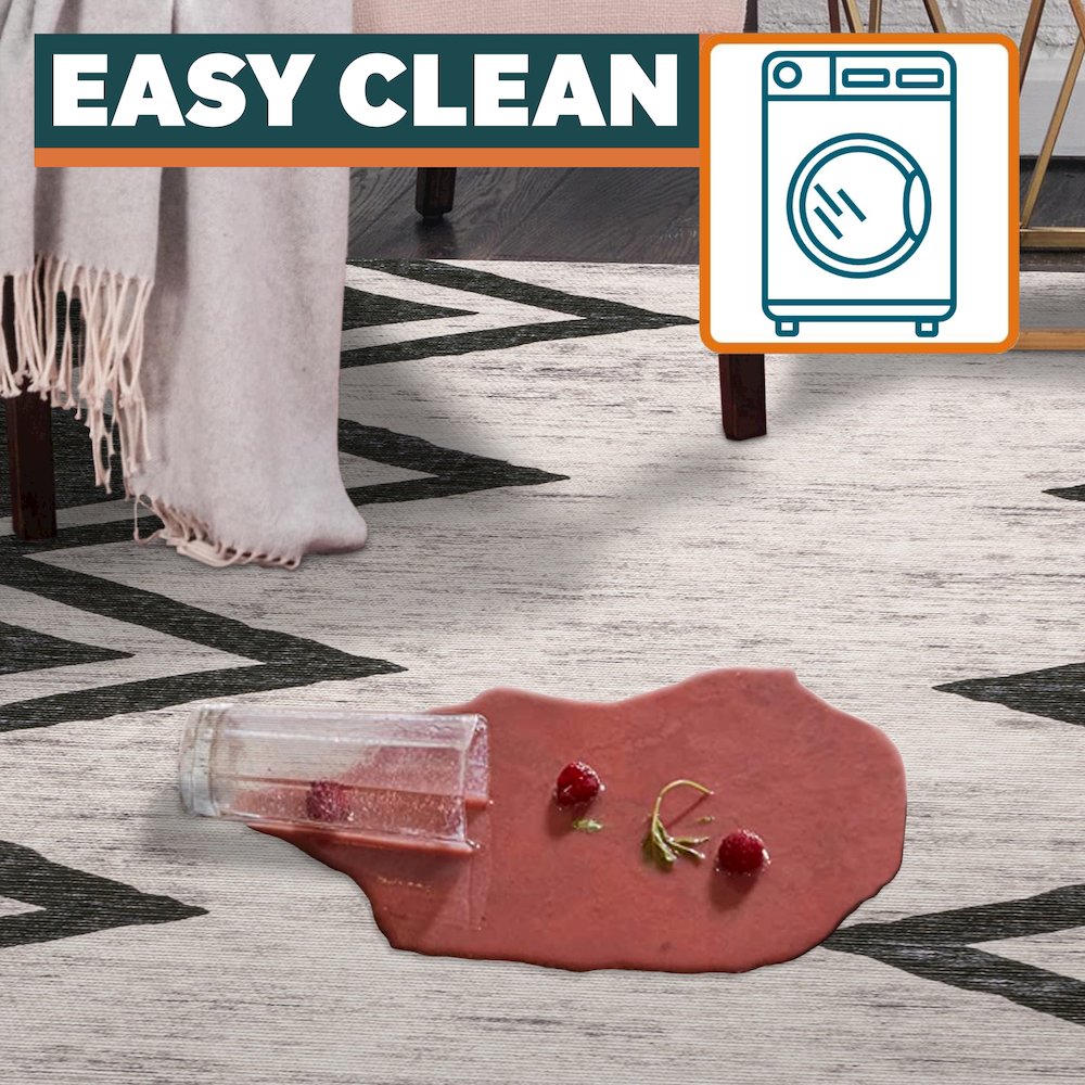 Siksak Modern Chevron Border Area Rug. Picture 13