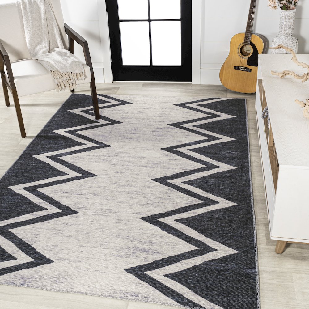 Siksak Modern Chevron Border Area Rug. Picture 2