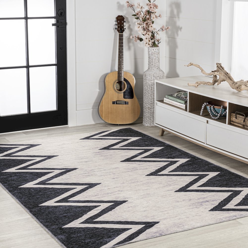 Siksak Modern Chevron Border Area Rug. Picture 5