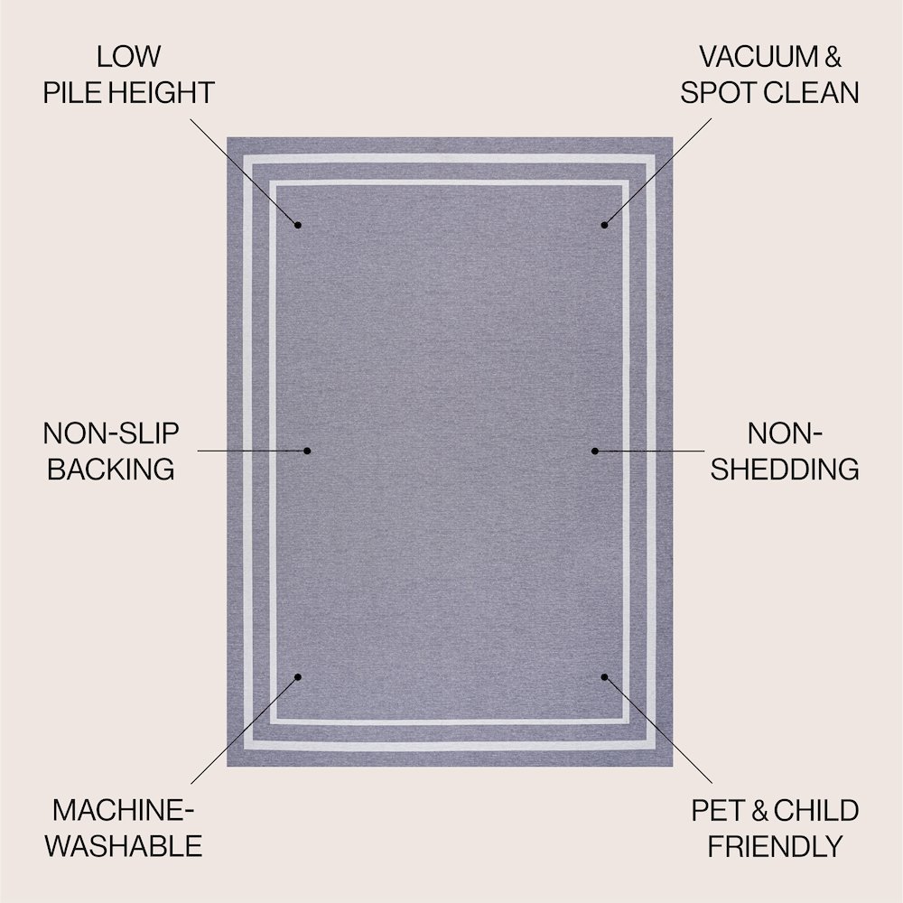 Sloane Classic 2-Stripe Border Washable Area Rug. Picture 2