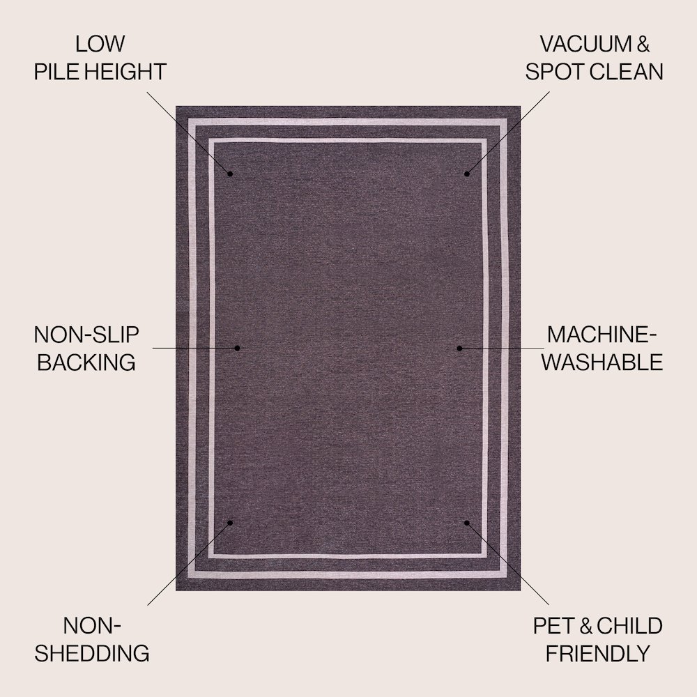 Sloane Classic 2-Stripe Border Washable Area Rug. Picture 2