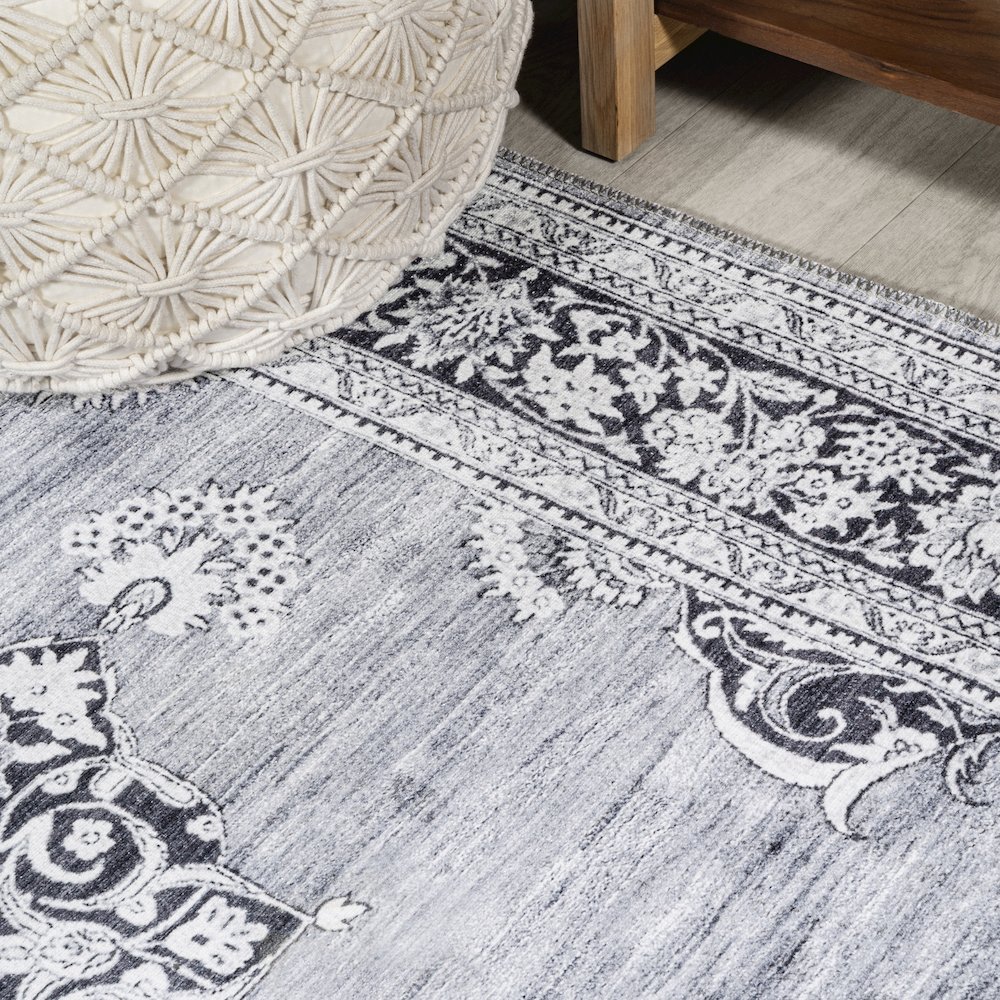 Bausch Bohemian Distressed Chenille Machine-Washable Area Rug. Picture 5