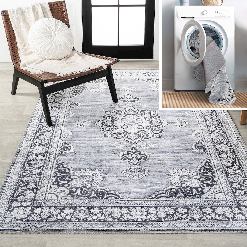 Bausch Bohemian Distressed Chenille Machine-Washable Area Rug. Picture 8