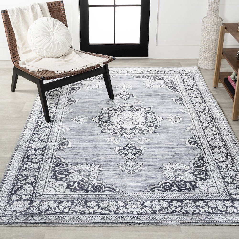 Bausch Bohemian Distressed Chenille Machine-Washable Area Rug. Picture 2