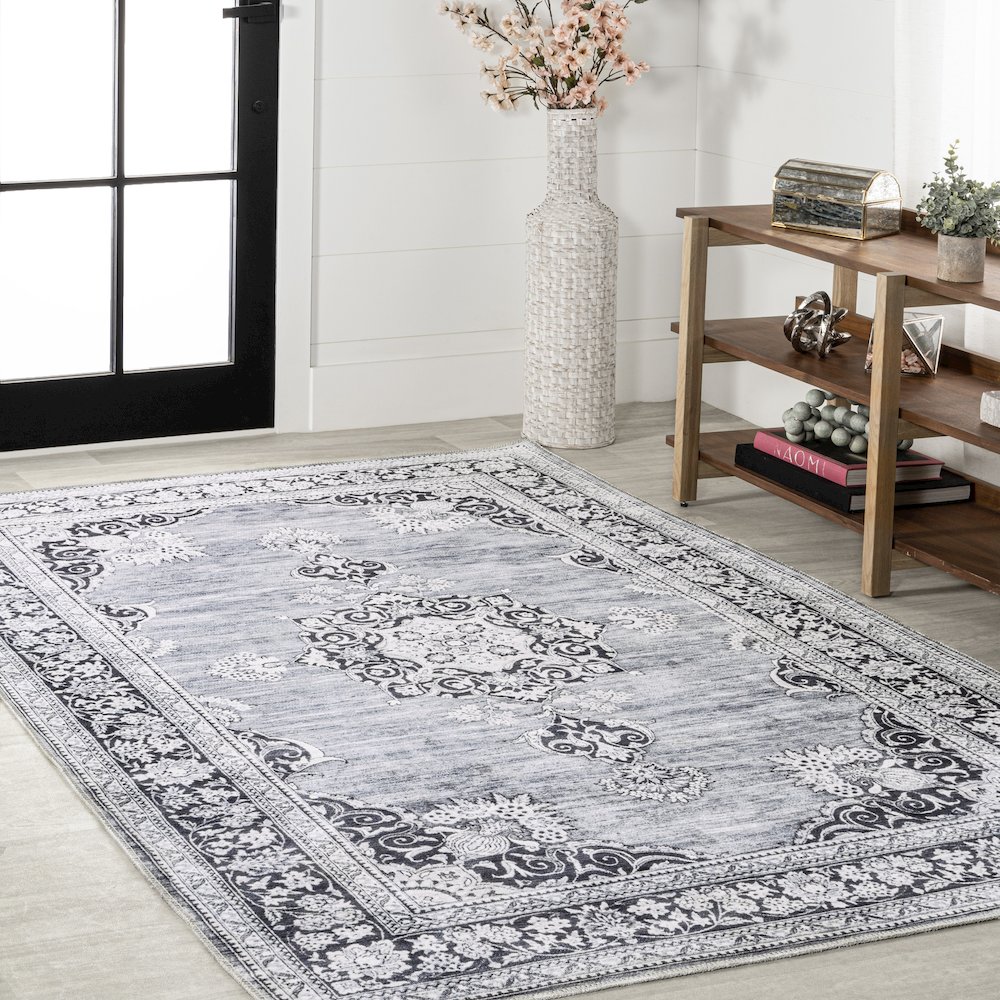 Bausch Bohemian Distressed Chenille Machine-Washable Area Rug. Picture 3