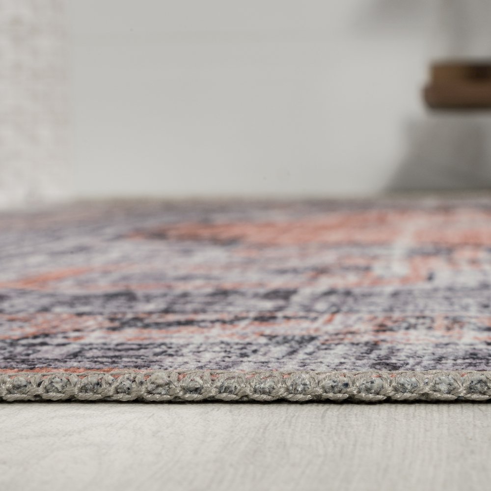 Wincer Chenille Cottage Medallion Machine-Washable Area Rug. Picture 9