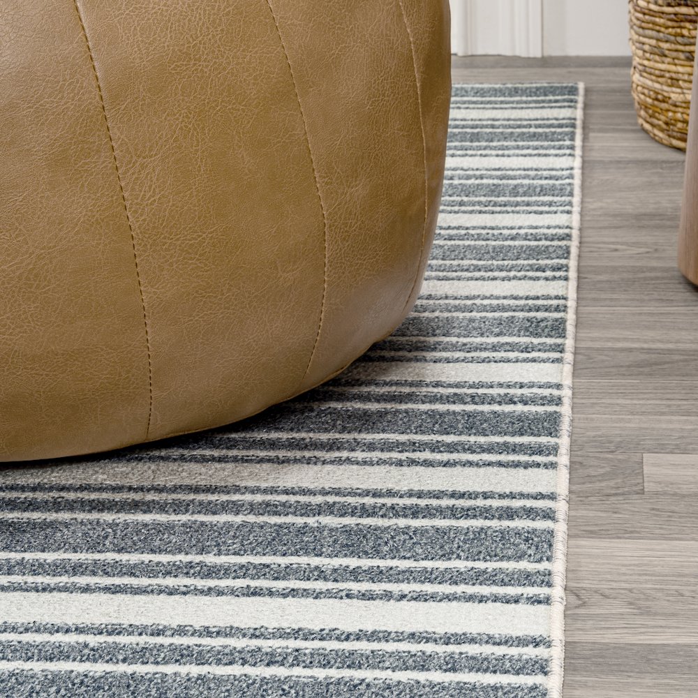 Fawning Two-Tone Striped Classic Low-Pile Machine-Washable Area Rug. Picture 5