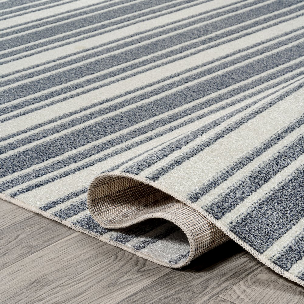Fawning Two-Tone Striped Classic Low-Pile Machine-Washable Area Rug. Picture 7