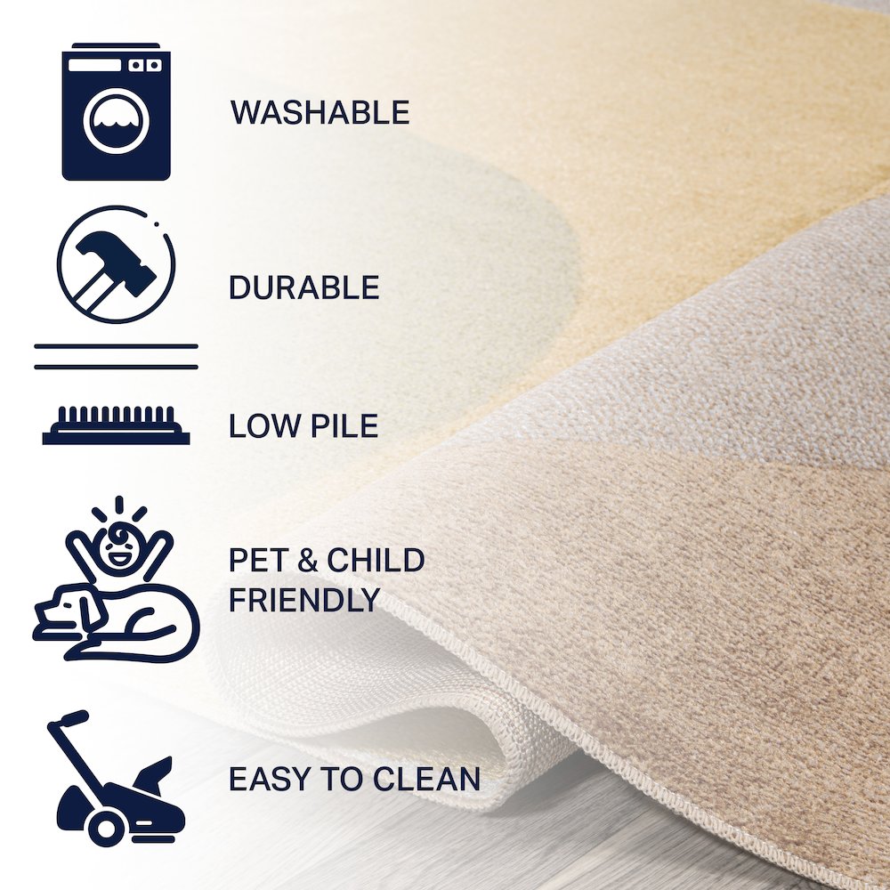 Pebble Geometric Contemporary Machine-Washable Area Rug. Picture 7