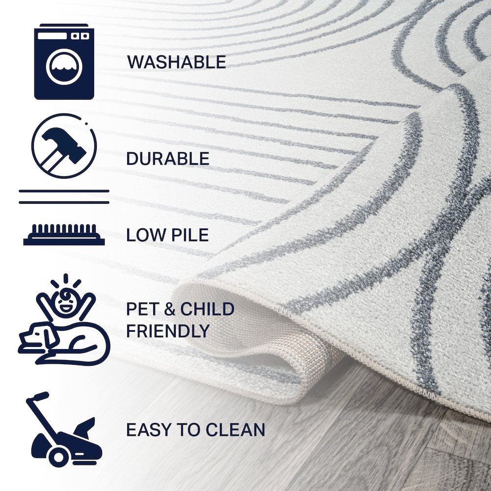 Doodle Contemporary Glam Geometric Machine-Washable Area Rug. Picture 7