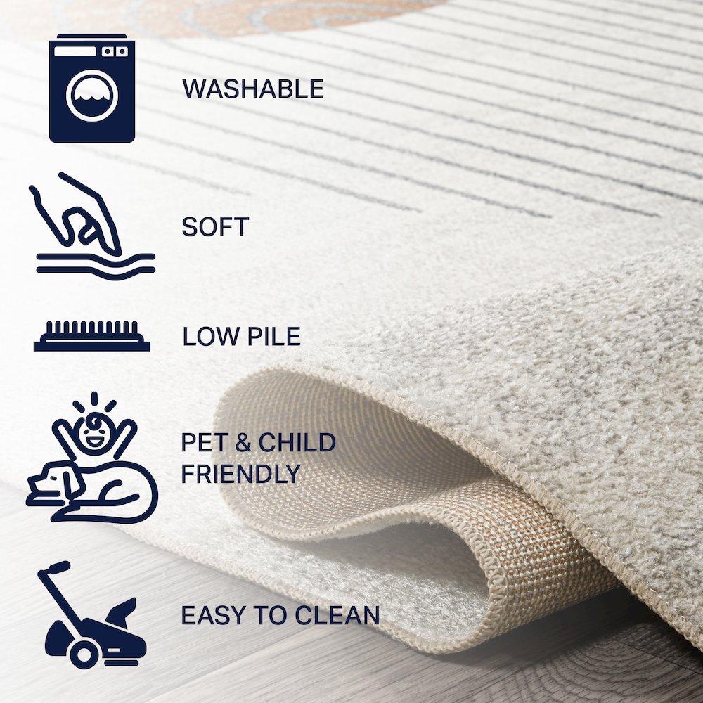 Kallax Geometric Modern Low-Pile Machine-Washable Area Rug. Picture 7
