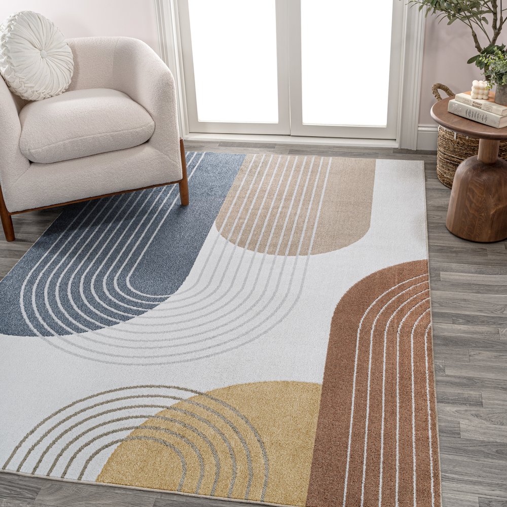 Arches Contemporary Minimalist Machine-Washable Area Rug. Picture 1