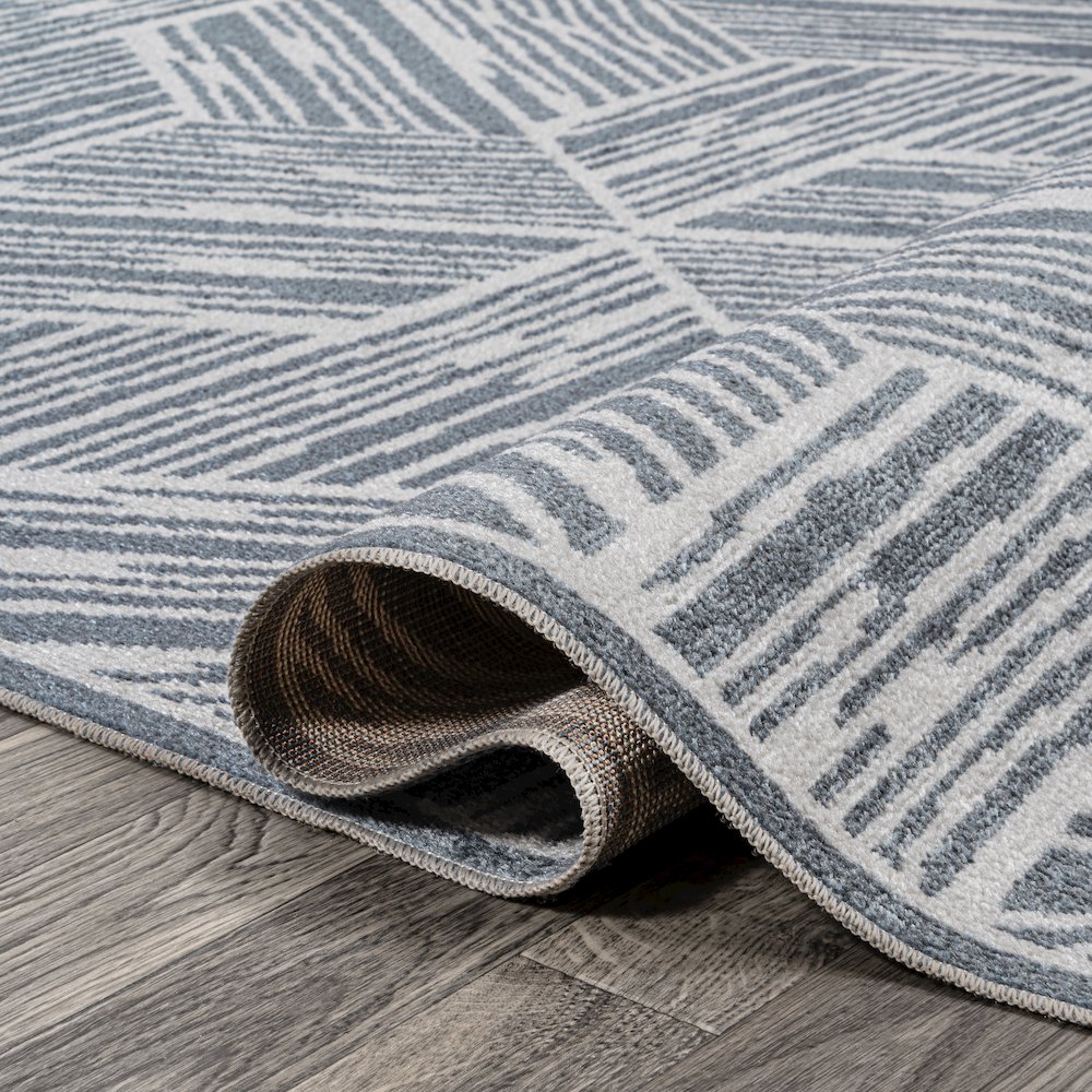 Vector Modern Coastal Geometric Machine-Washable Area Rug. Picture 7