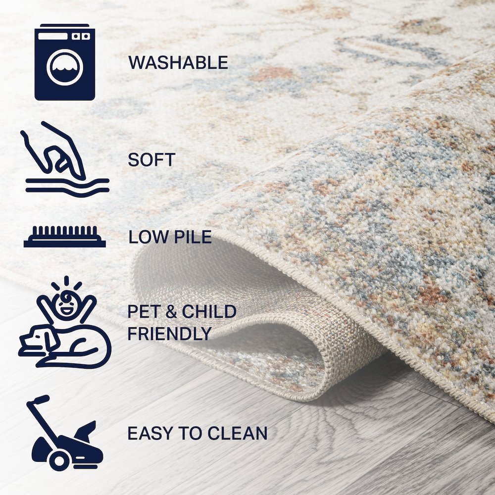 Hiero Persian Border Low-Pile Machine-Washable Area Rug. Picture 7