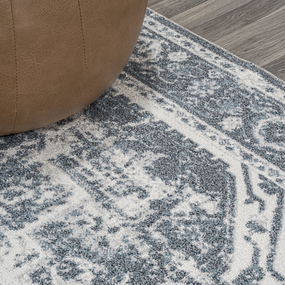 Edith Distressed Medallion Low-Pile Machine-Washable Area Rug. Picture 4
