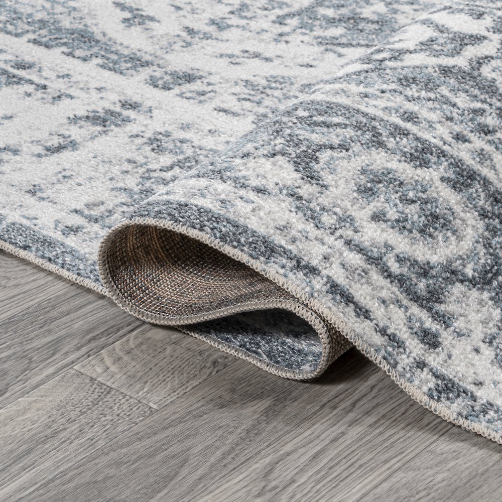 Edith Distressed Medallion Low-Pile Machine-Washable Area Rug. Picture 7