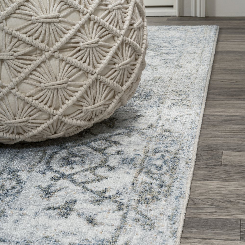 Pavel Distressed Medallion Low-Pile Machine-Washable Area Rug. Picture 5