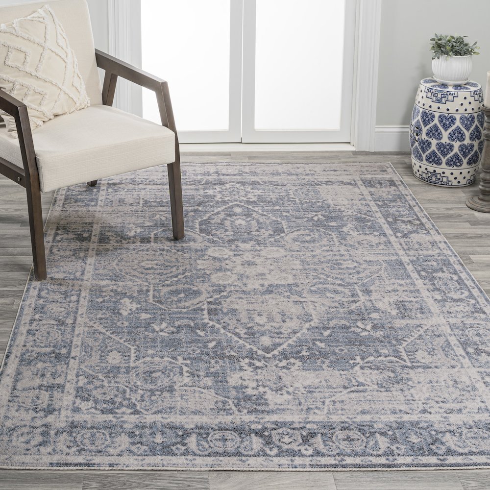 Shaii Global Medallion Low-Pile Machine-Washable Area Rug. Picture 2