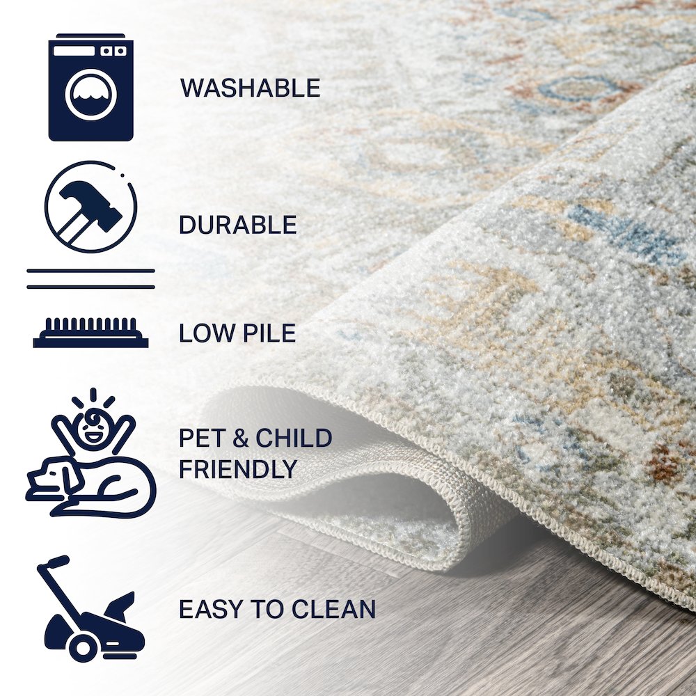 Shaemus Bohemian Medallion Low-Pile Machine-Washable Area Rug. Picture 7