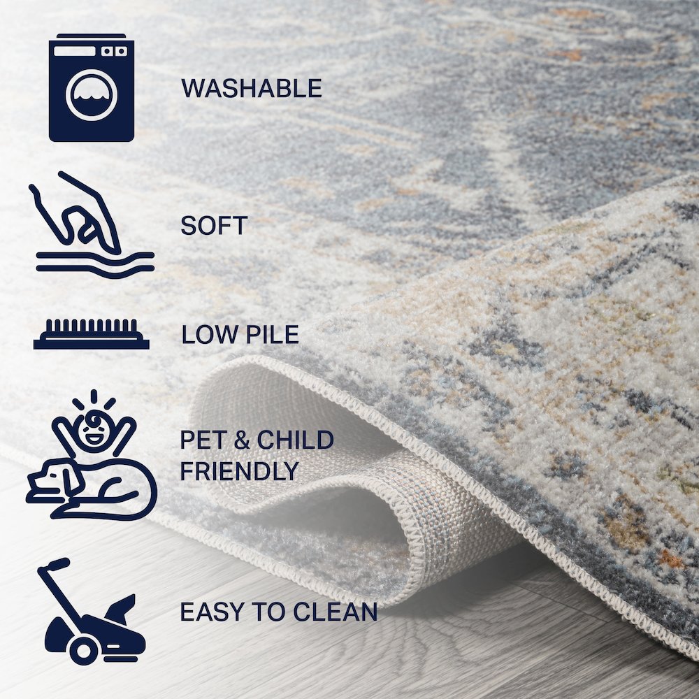 Brandy Rustic Border Low-Pile Machine-Washable Area Rug. Picture 7