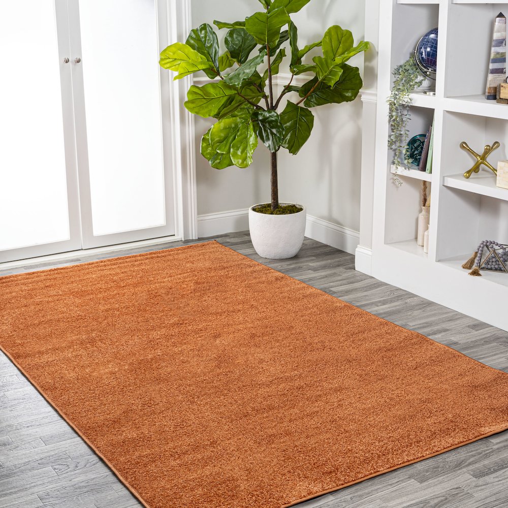 Haze Solid Low Pile Area Rug Orange. Picture 17