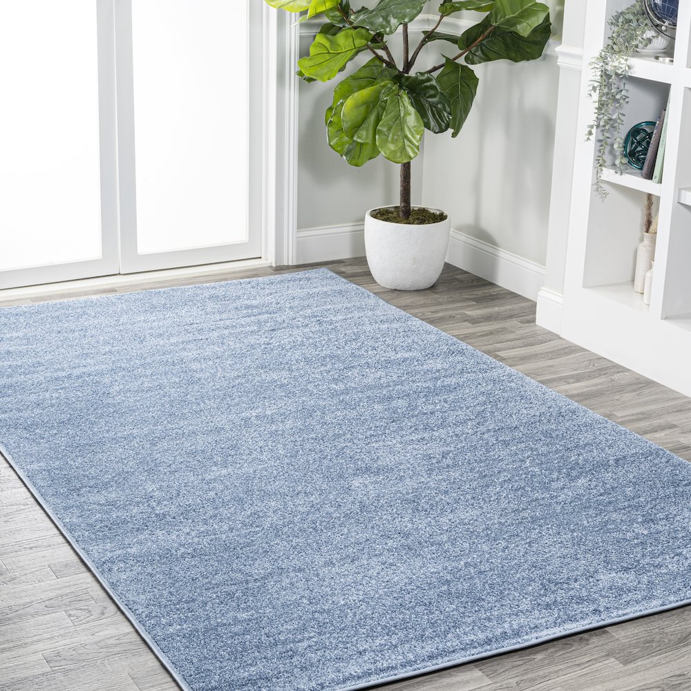 Haze Solid Low Pile Area Rug Classic Blue. Picture 17