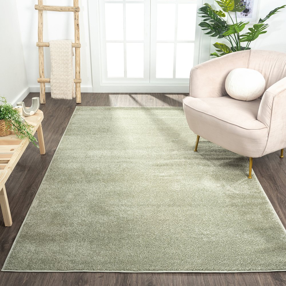 Haze Solid Low Pile Area Rug Green. Picture 14