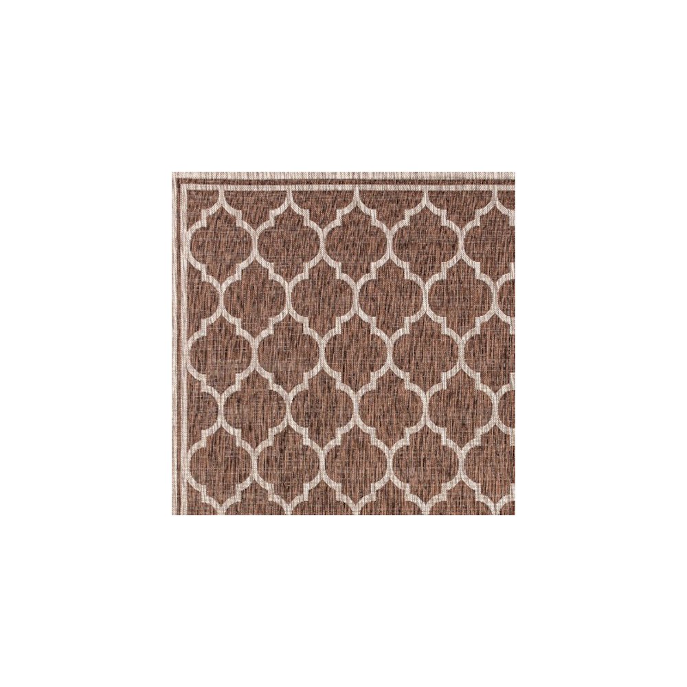 Trebol Moroccan Trellis TetuWeave Espresso/TaupeIndoor/Outdoor  Rug. Picture 6