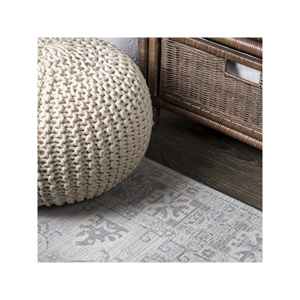 Modern Persian Vintage Medallion Light Area Rug. Picture 4