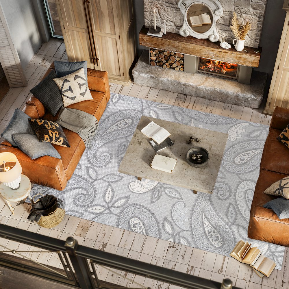 Julien Paisley High-Low Indoor/Outdoor Area Rug. Picture 5