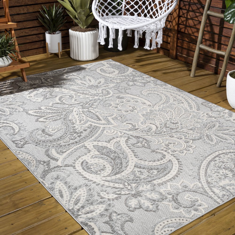 Gordes Paisley High-Low Indoor/Outdoor Area Rug. Picture 7