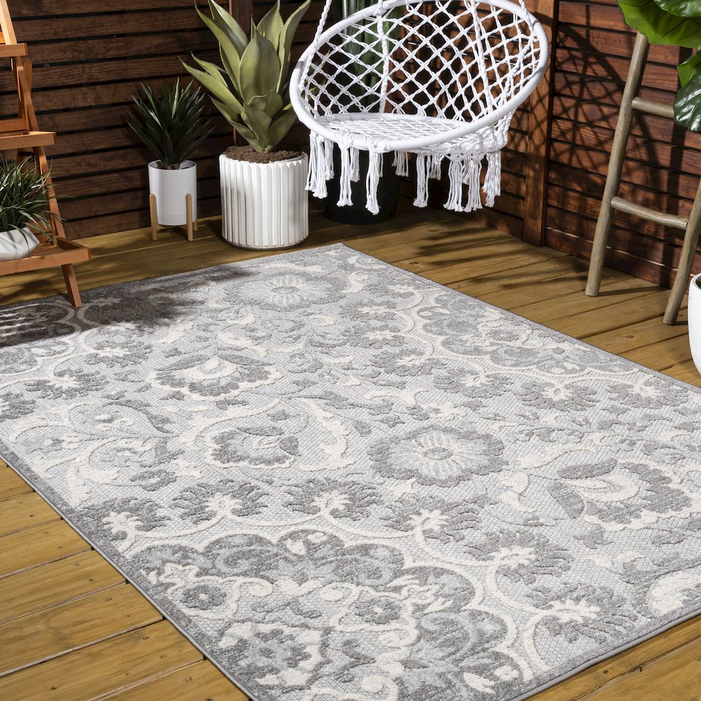 Lucena Modern Medallion High-Low Indoor/Outdoor Area Rug. Picture 6
