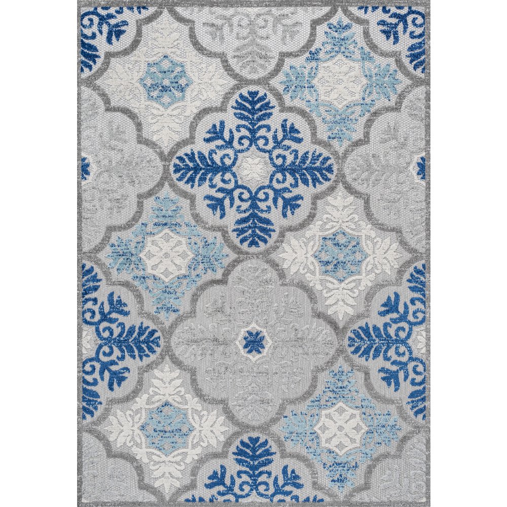 Cassis Ornate Ogee Trellis High-Low Indoor/Outdoor Area Rug. Picture 1