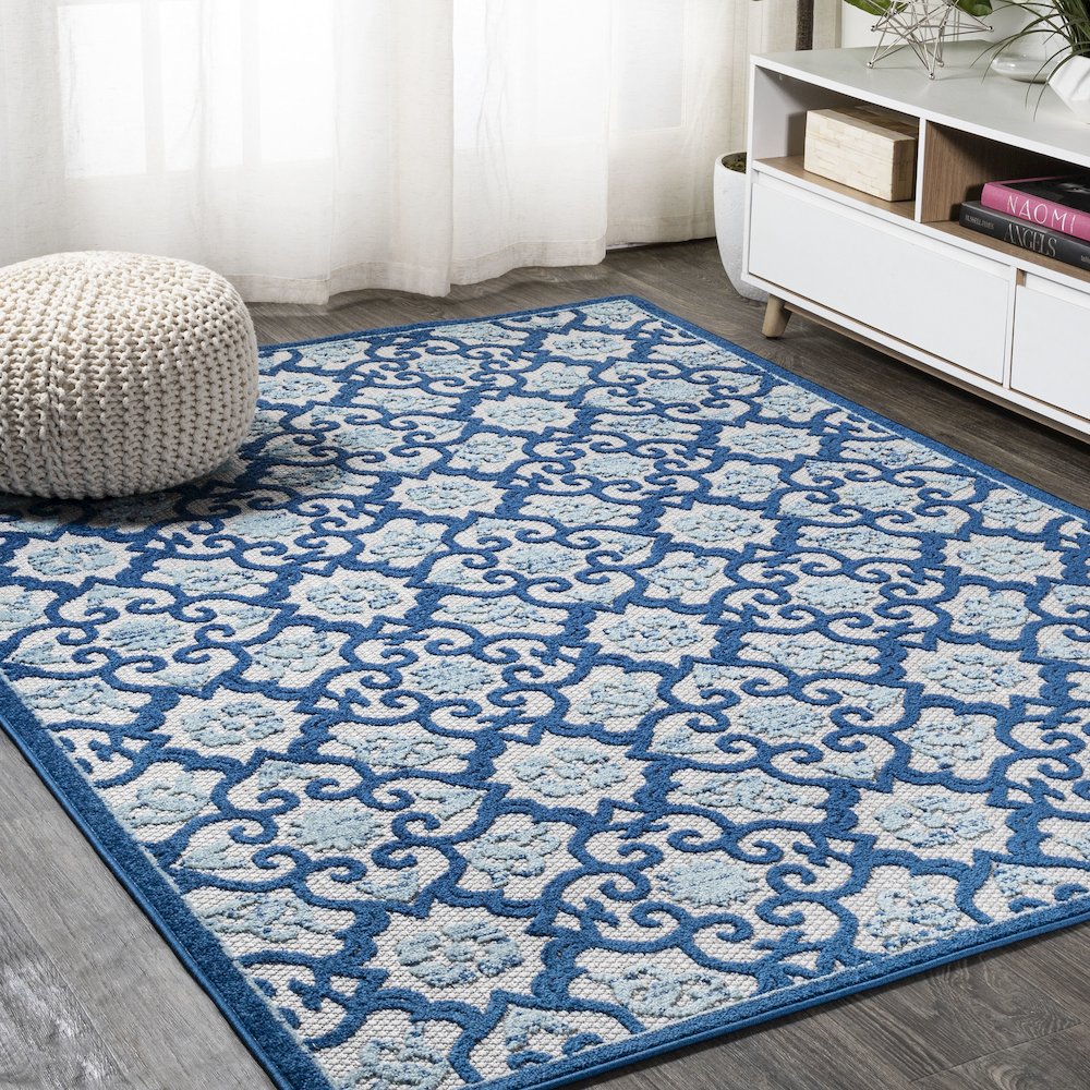 Gallia Tile Trellis High-Low Indoor/Outdoor Area Rug. Picture 2
