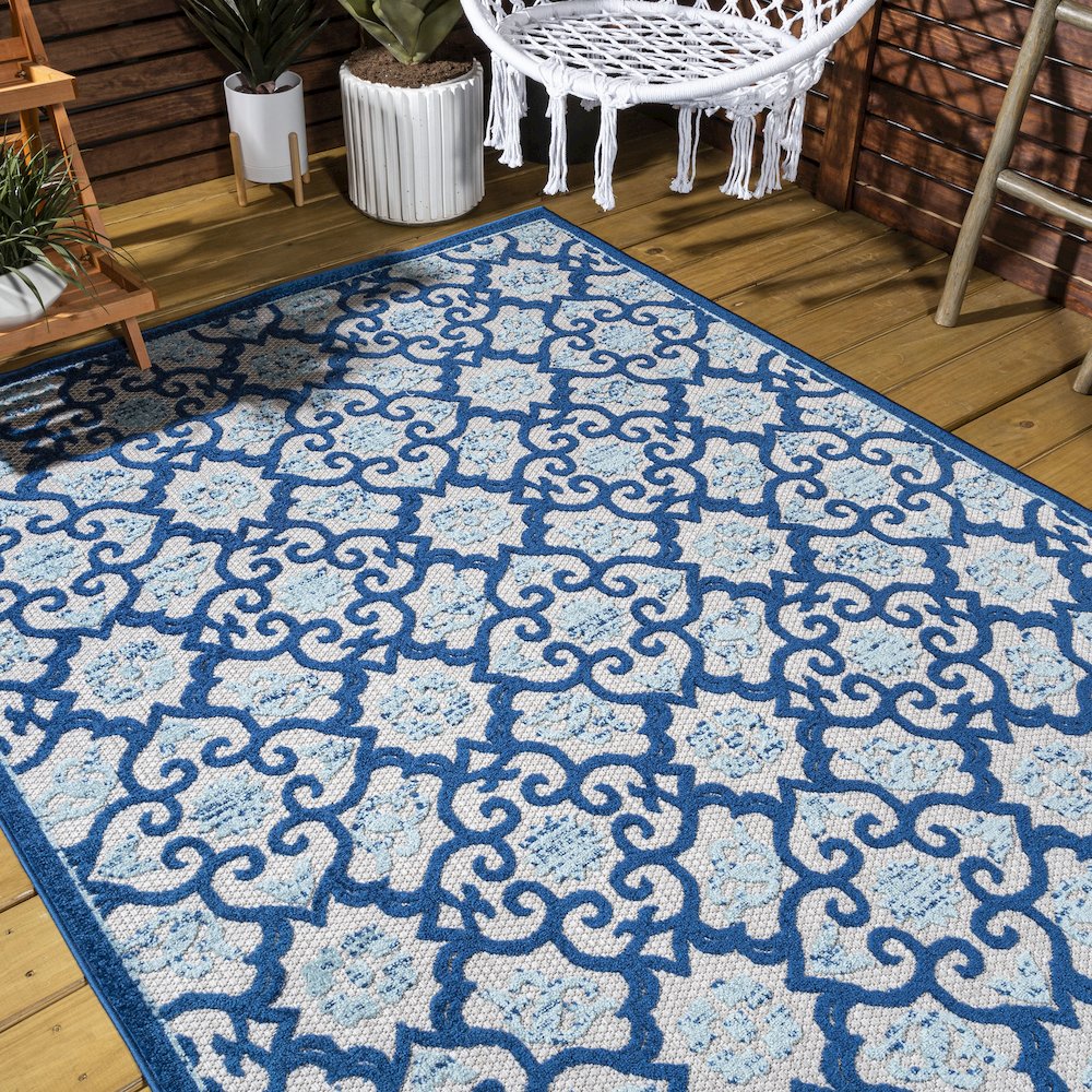 Gallia Tile Trellis High-Low Indoor/Outdoor Area Rug. Picture 8