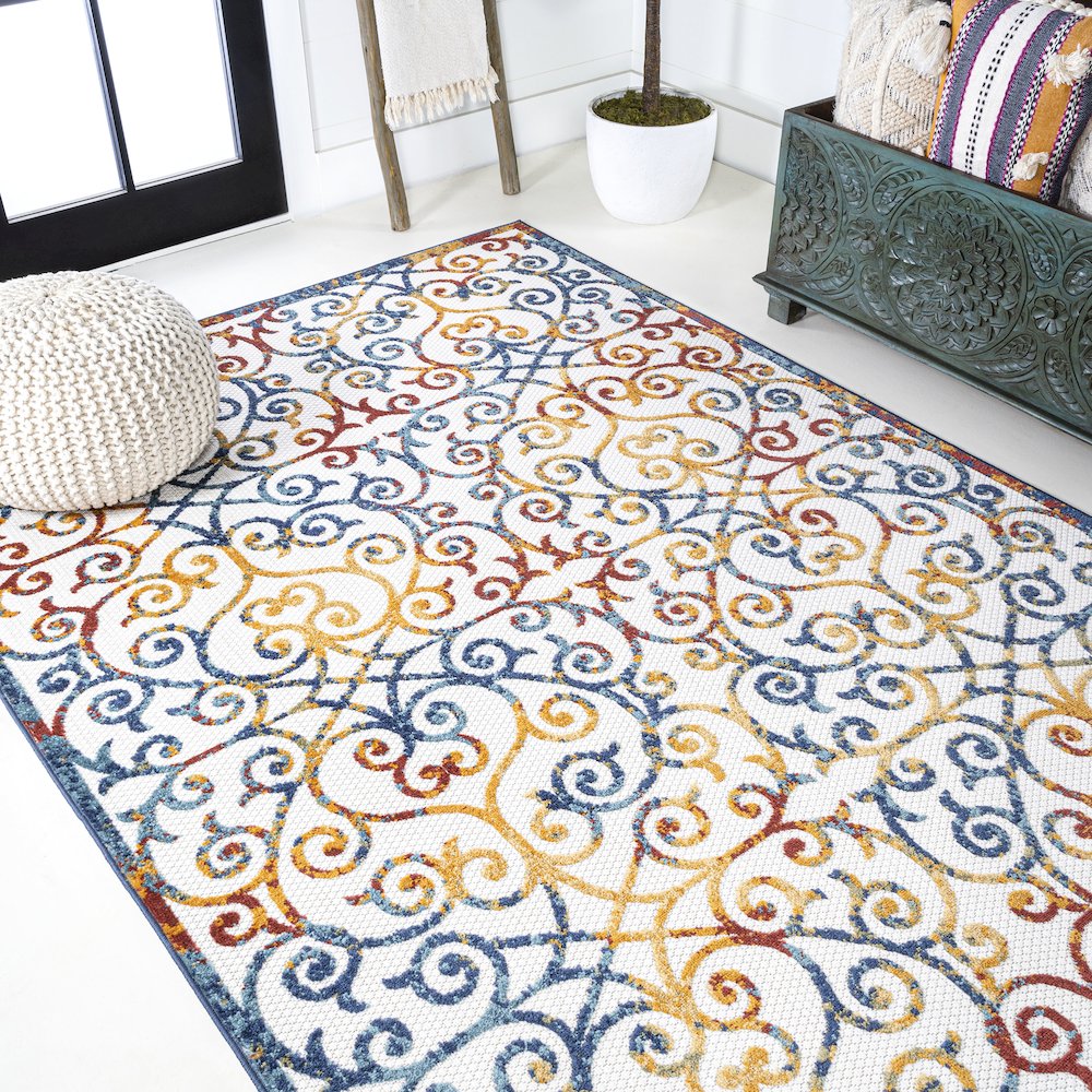 Atrani Scroll Trellis Indoor/Outdoor Area Rug. Picture 4