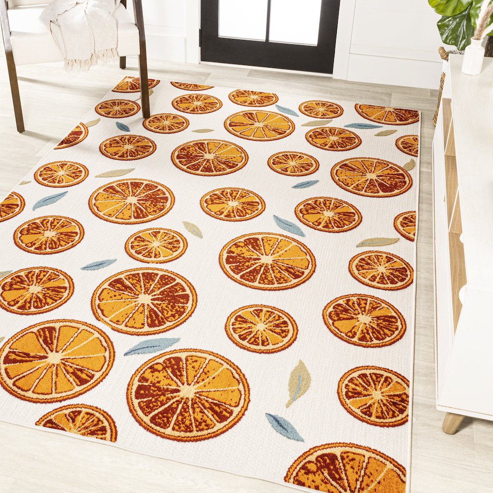 Aranciata Citrus Slice High-Low Indoor/Outdoor Area Rug. Picture 2