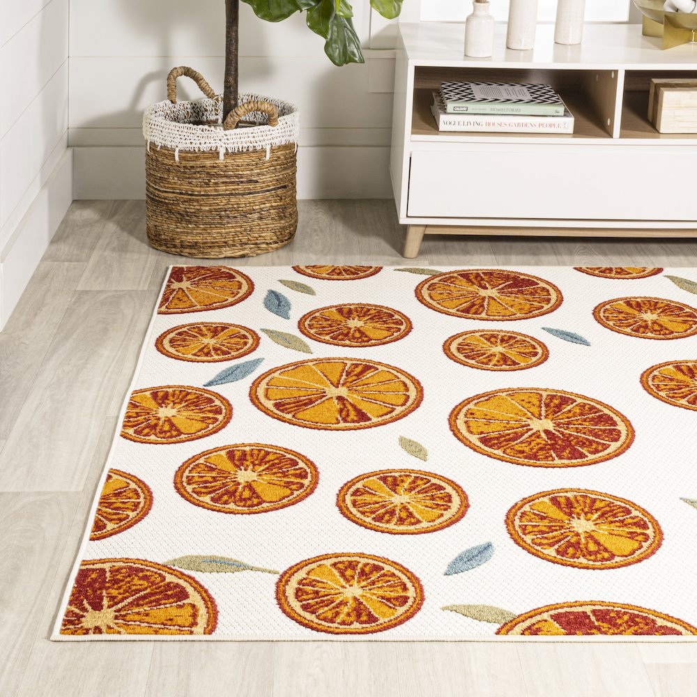 Aranciata Citrus Slice High-Low Indoor/Outdoor Area Rug. Picture 3