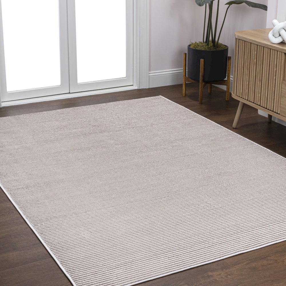Cole Modern Minimalist Pinstripe High-Low Area Rug. Picture 2