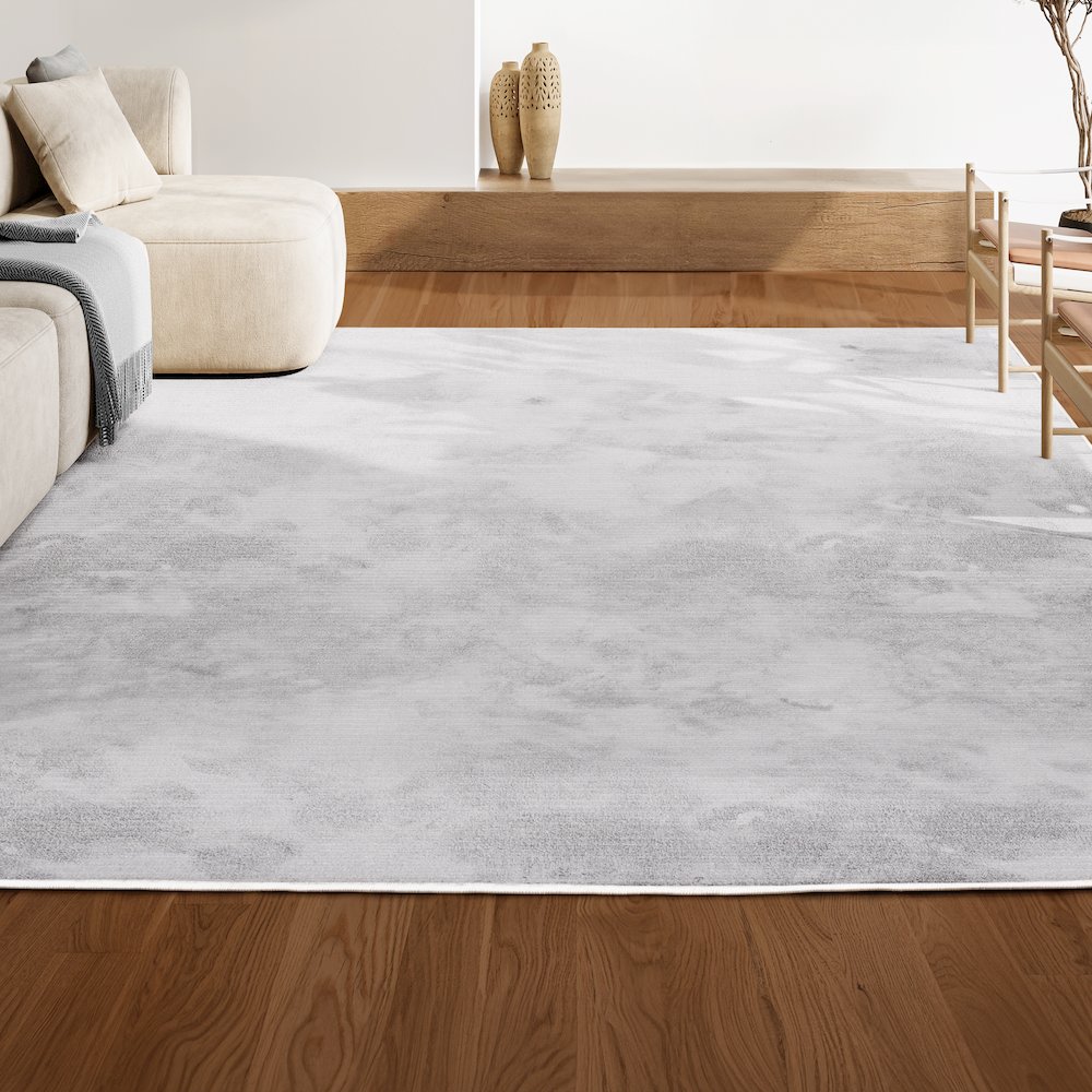 Cole Modern Minimalist Pinstripe High-Low Area Rug. Picture 5