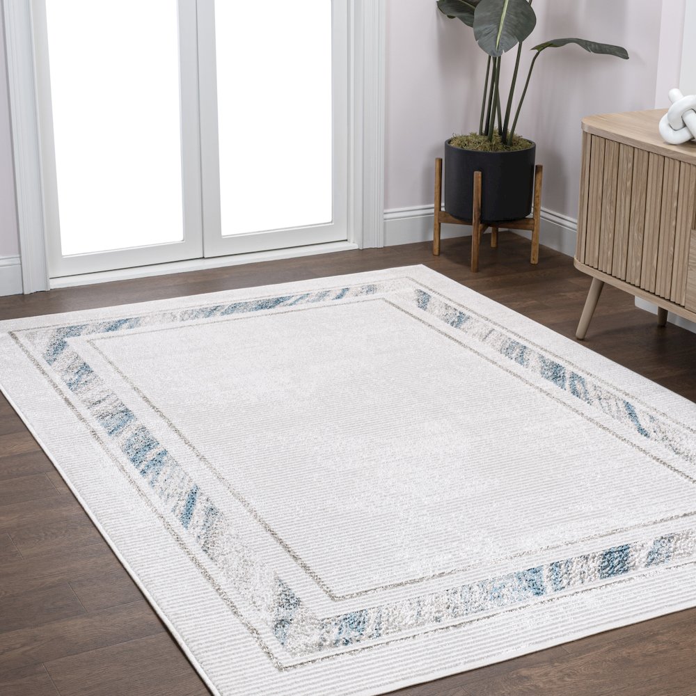 Athens Classic Border Marble Pattern High-Low Area Rug. Picture 2