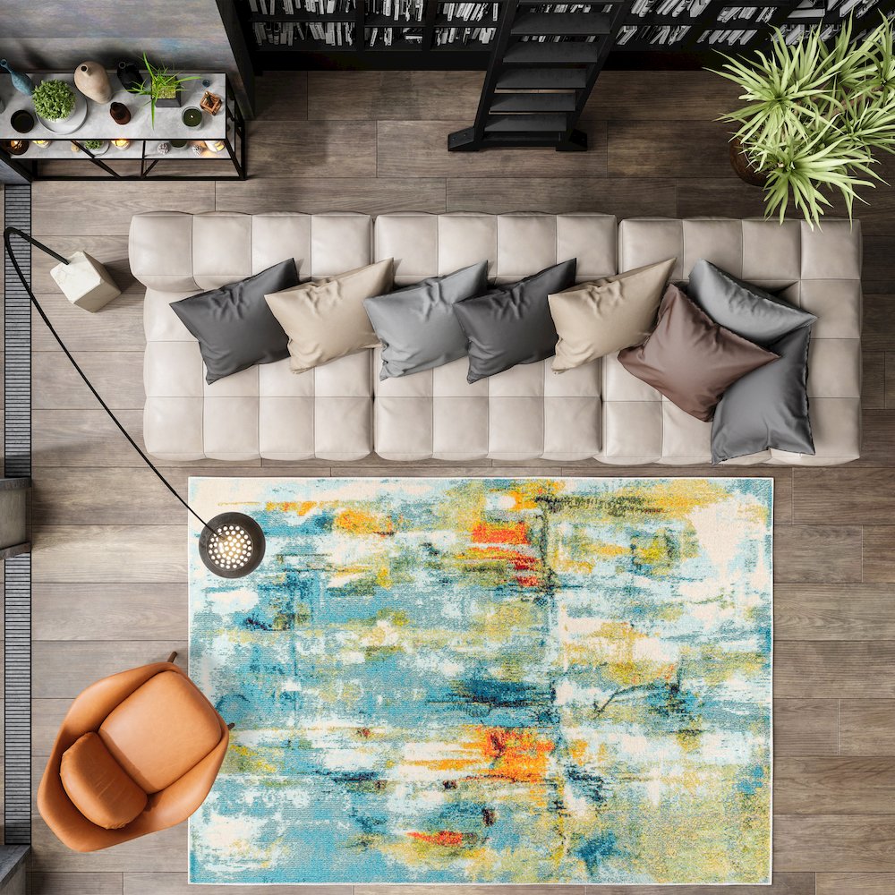 Contemporary Pop Modern Abstract Waterfall Area Rug. Picture 5