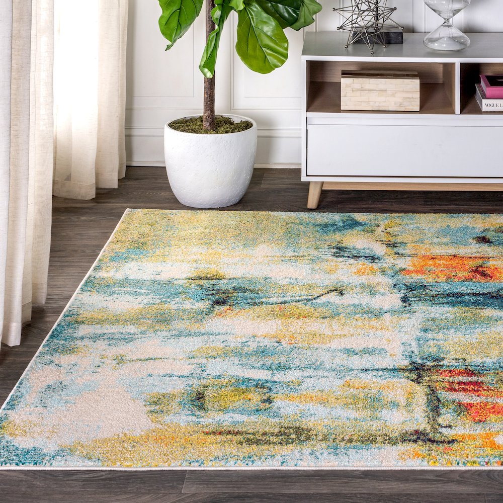 Contemporary Pop Modern Abstract Waterfall Area Rug. Picture 3