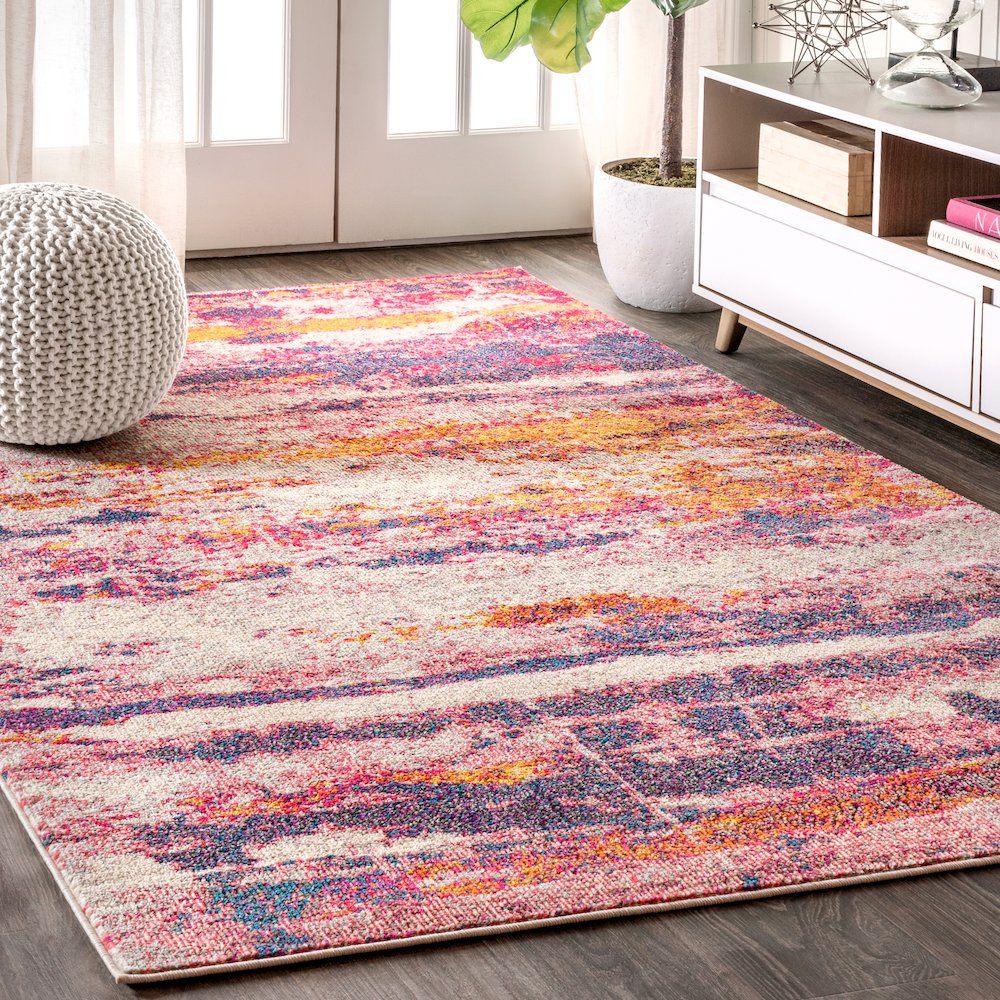 Contemporary Pop Modern Abstract Brushstroke Area Rug. Picture 2