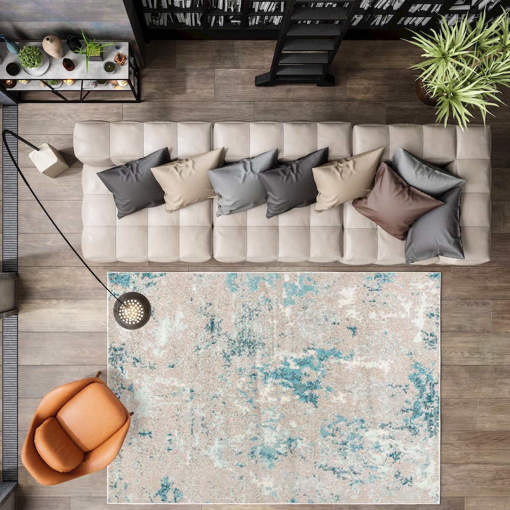 Contemporary Pop Modern Abstract Vintage Faded Area Rug. Picture 4