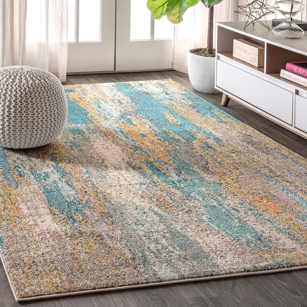 Contemporary Pop Modern Abstract Vintage Waterfall Area Rug. Picture 2